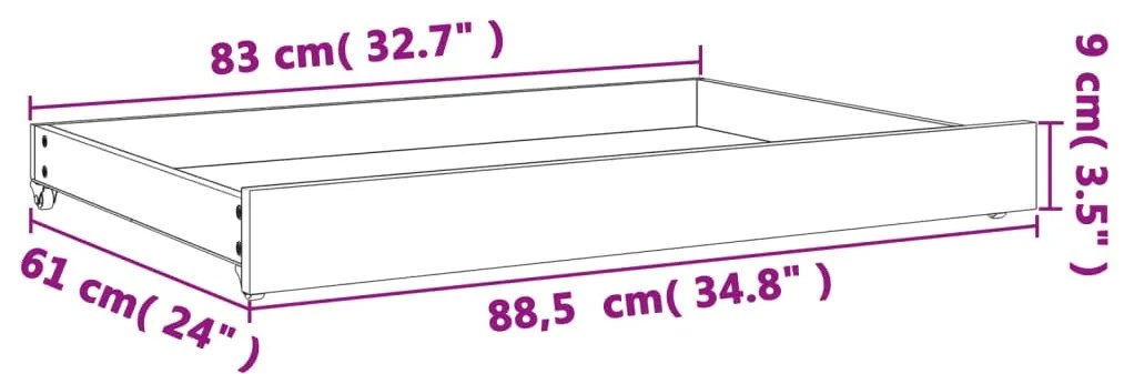 Gavetas p/ sofá-cama 2 pcs madeira de pinho maciça castanho mel