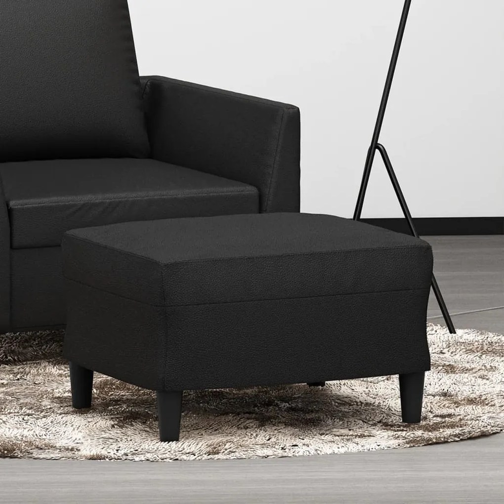 vidaXL Apoio de pés 60x50x41 cm couro artificial preto