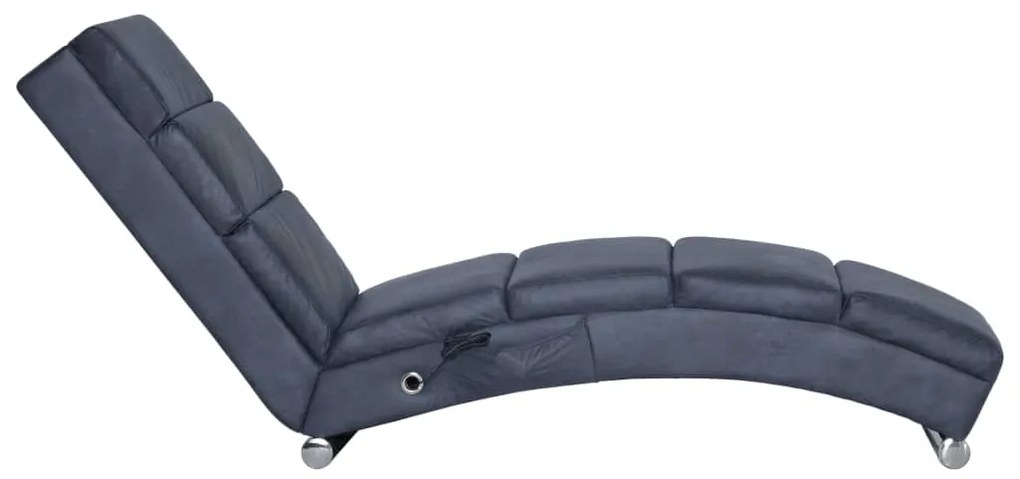 Chaise longue de massagens camurça artificial cinzento