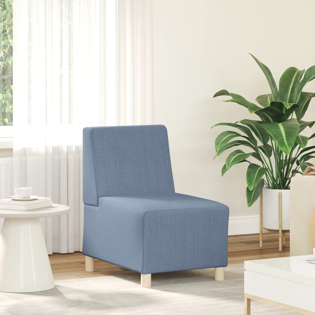 vidaXL Poltrona sem braços tecido corduroy 55 cm azul