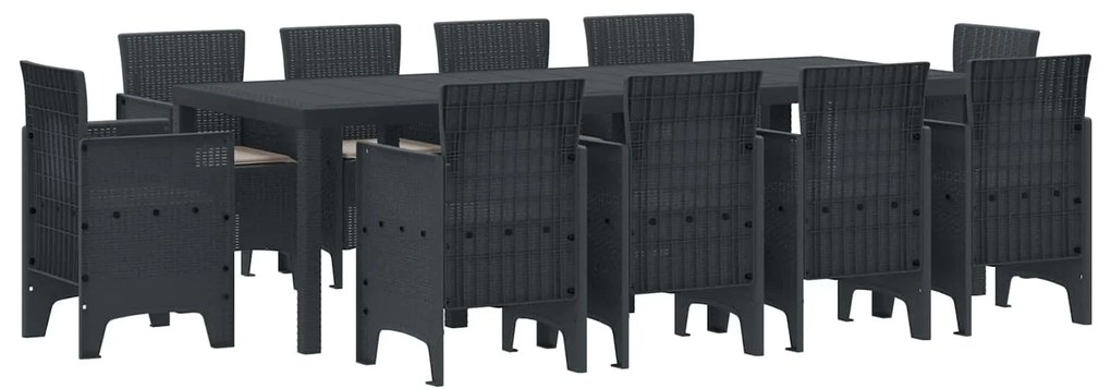 vidaXL Conjunto de Jantar para Jardim 11 pcs Antracite Polipropileno