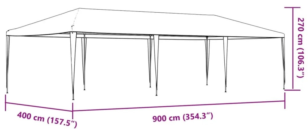 Tenda para festas 4x9 m 90 g/m² antracite