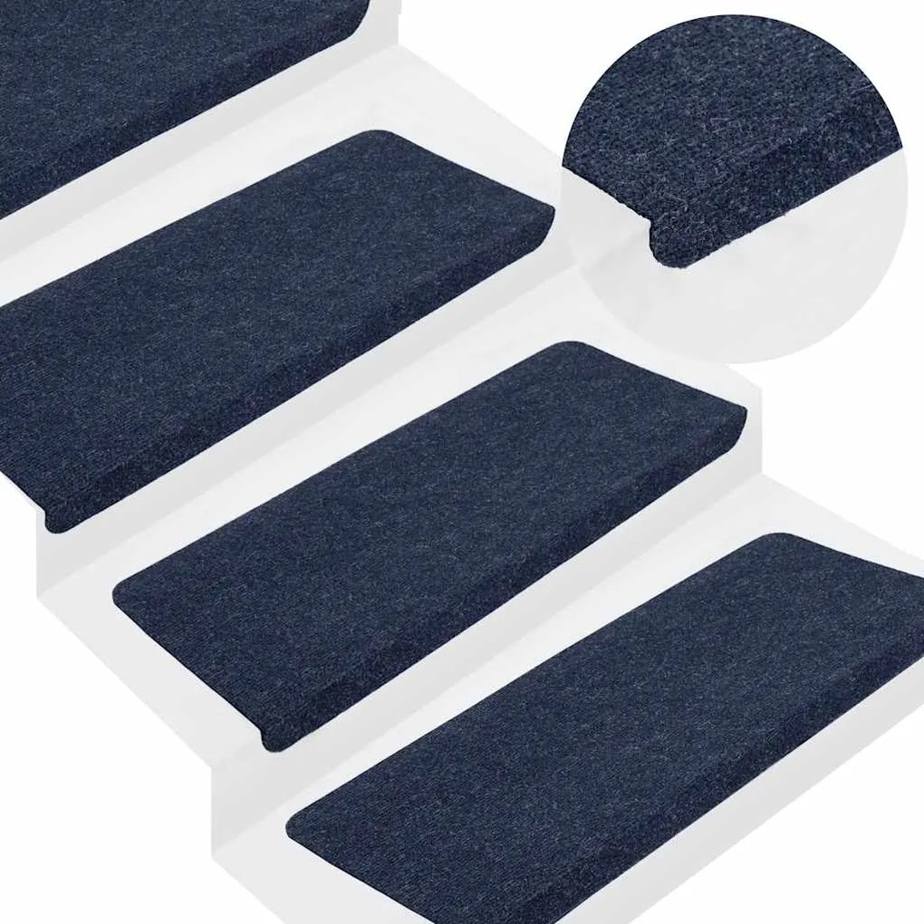 vidaXL Tapetes de escada adesivos 30 pcs 65x24,5x3,5 cm azul