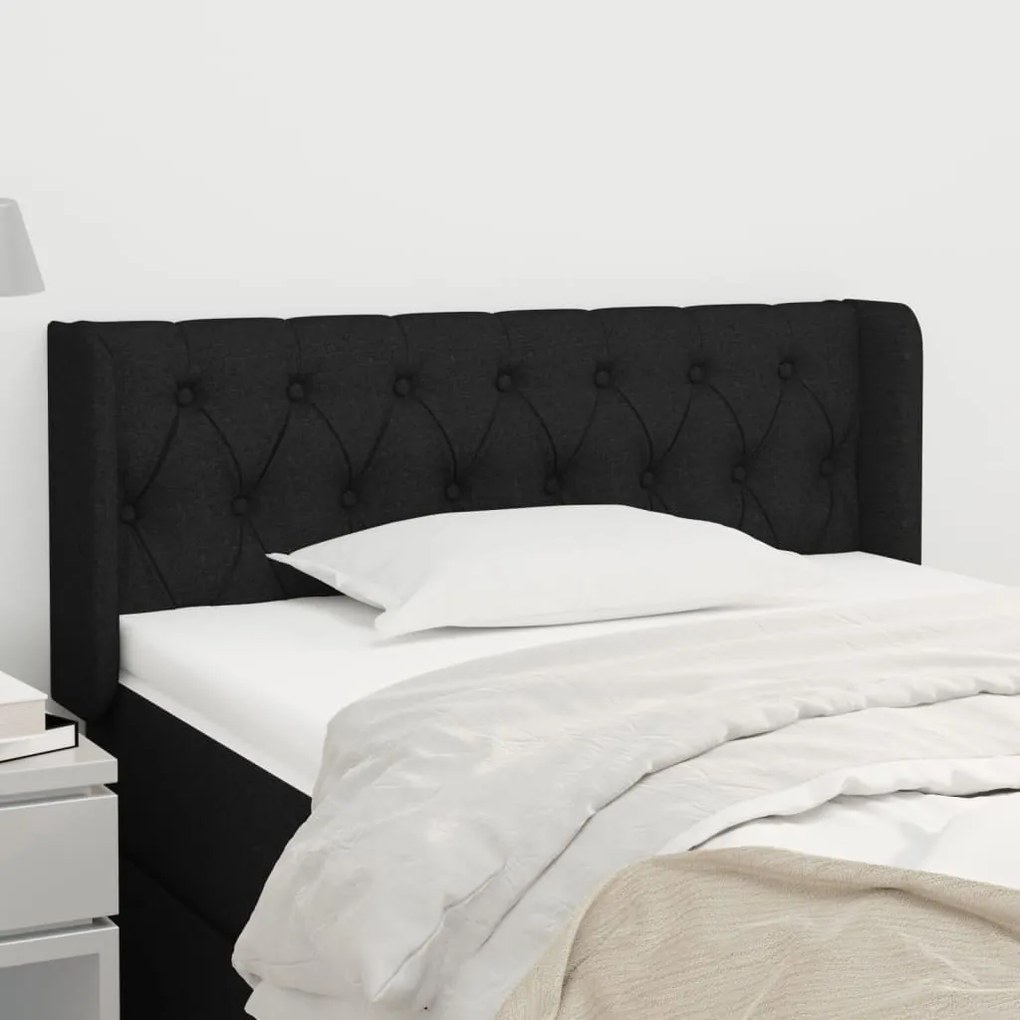 Cabeceira de cama c/ abas tecido 103x16x78/88 cm preto