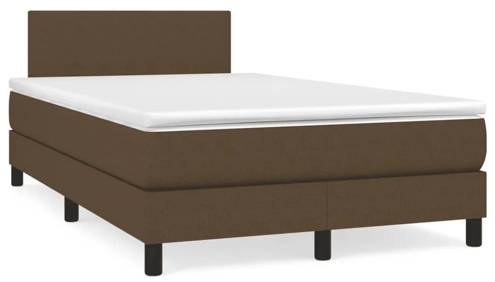 Cama boxspring com colchão 120x190 cm tecido castanho-escuro