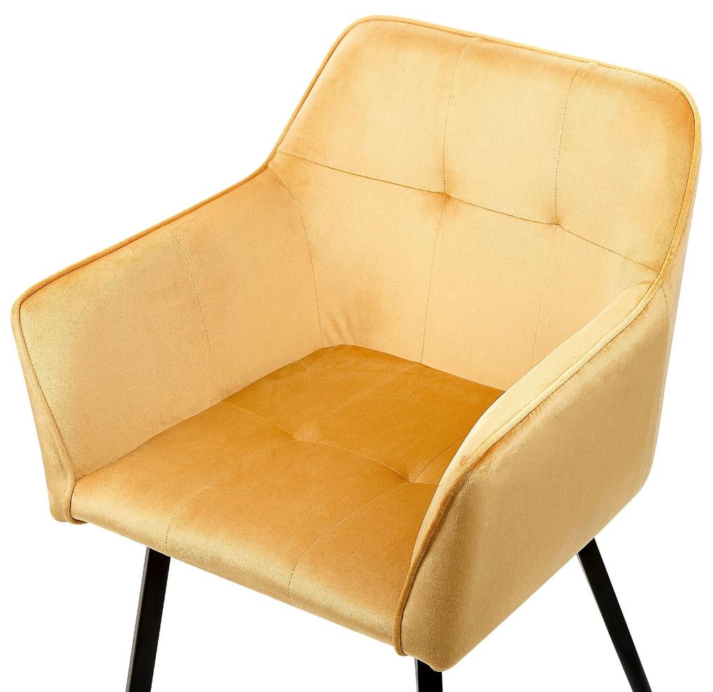 Conjunto de 2 cadeiras de veludo amarelo mostarda JASMIN Beliani