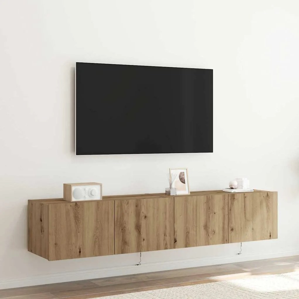 vidaXL Armário de TV de Parede 2 pcs Carvalho Artesanal