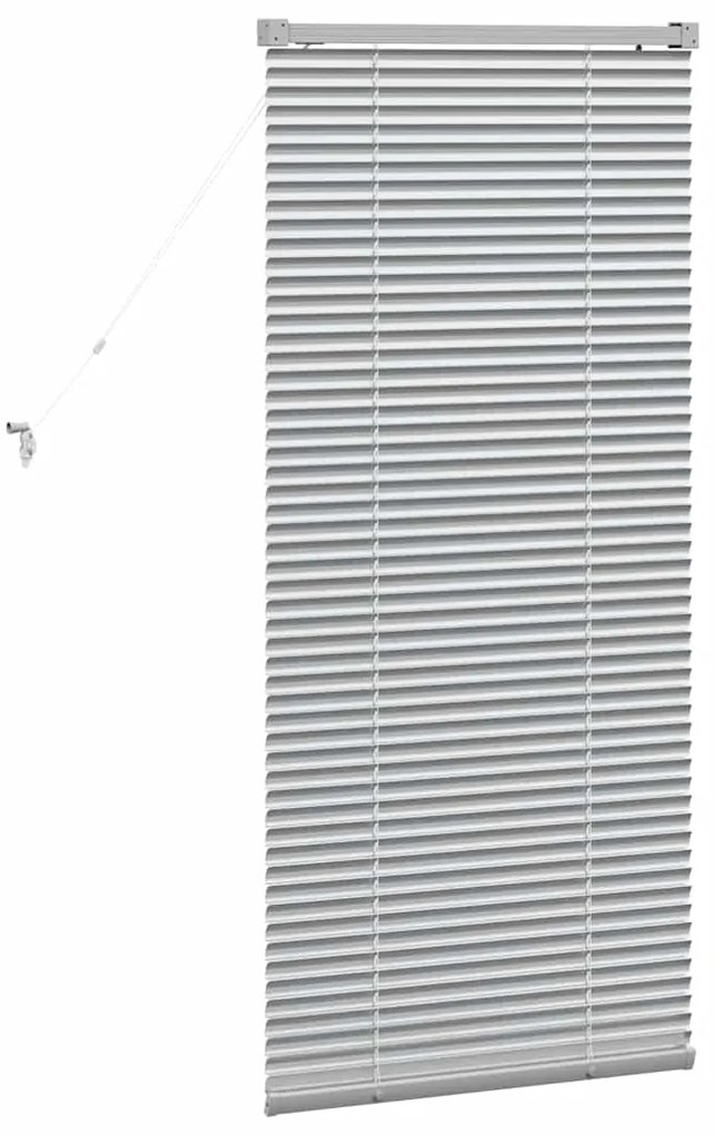 Persiana de Janela com cortinas Manual Prata 80 x 130 cm Alumínio