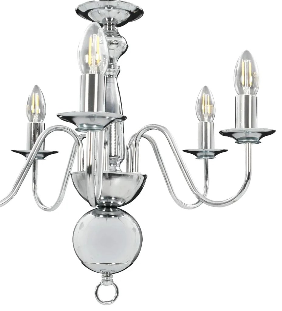 Lustre de 5 lâmpadas E14 prateado