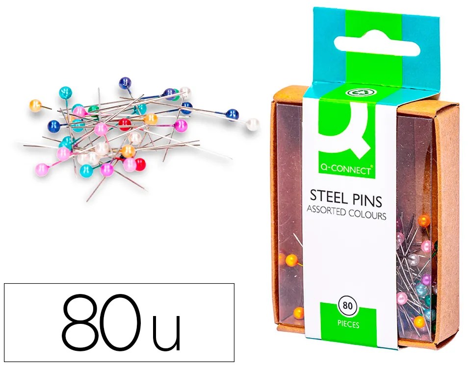 Alfinetes de Sinalizacao Q-Connect Coloridas Caixa Com80 Unidades