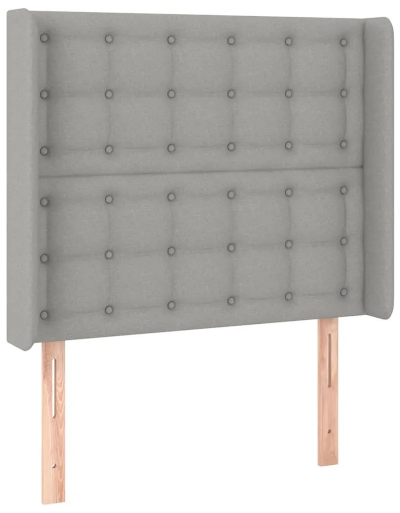 Cabeceira cama c/ luzes LED tecido 103x16x118/128cm cinza-claro