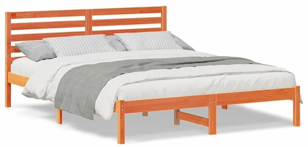 Estrutura da Cama com cabeceira Castanho-mel 140 x 200 cm