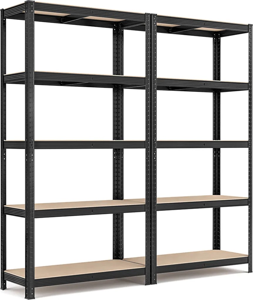 Conjunto de 2 estantes de arrumação garagem, escritório, arrumos 180 x 90 x 40 cm Preto