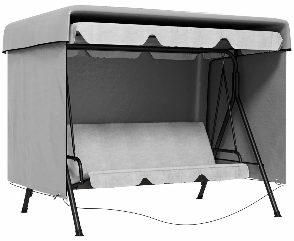 Outsunny Capa Protetora para Baloiço de Jardim de 3 Lugares 215x155x150 cm Cobertura para Móveis de Exterior Cinzento Claro