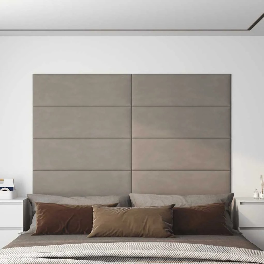 vidaXL Painel de parede 12 pcs 90x30 cm veludo 3,24 m² cinza-claro