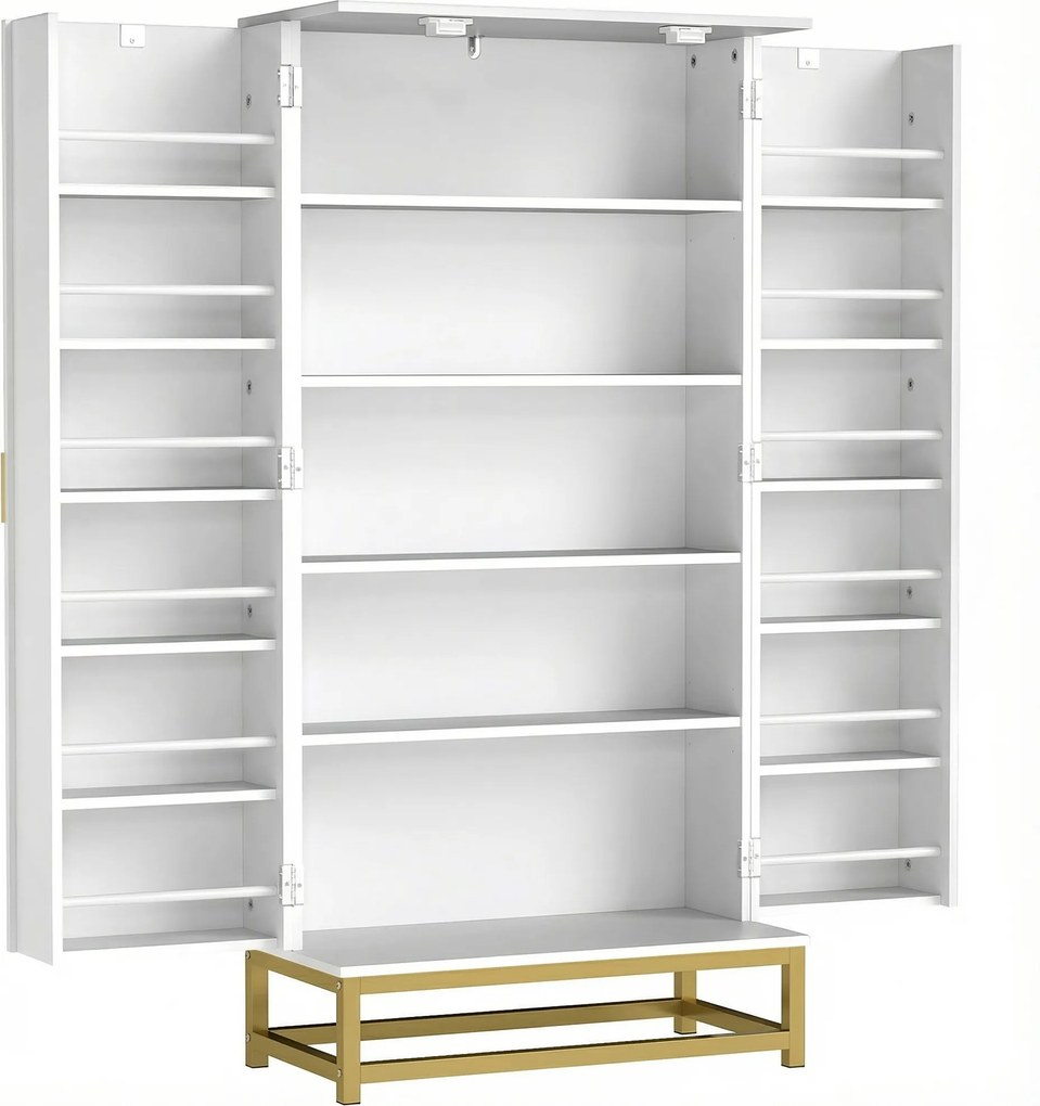 HOMCOM Armário de Cozinha Móvel de Arrumação com 12 Prateleiras nas Portas Prateleiras Ajustáveis 58x29x119,5 cm Branco | Aosom Portugal