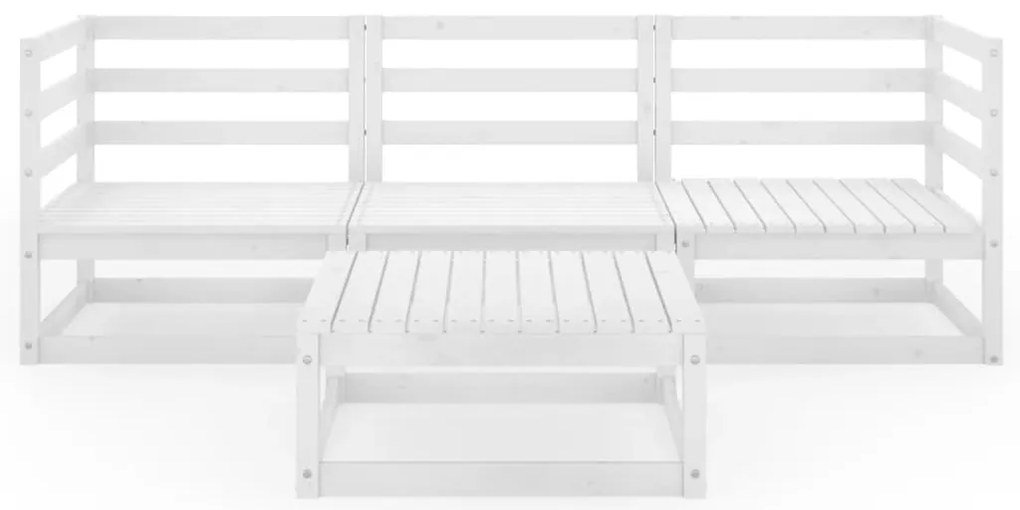 4 pcs conjunto lounge de jardim pinho maciço branco