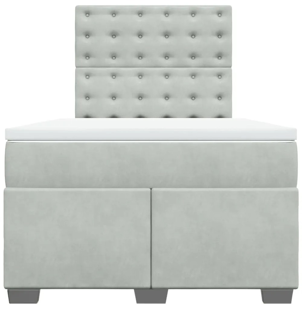 Cama boxspring com colchão 120x190 cm veludo cinzento-claro
