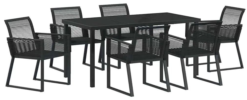 Conjunto de Jantar de Jardim de 7 Peças em Rattan Preto