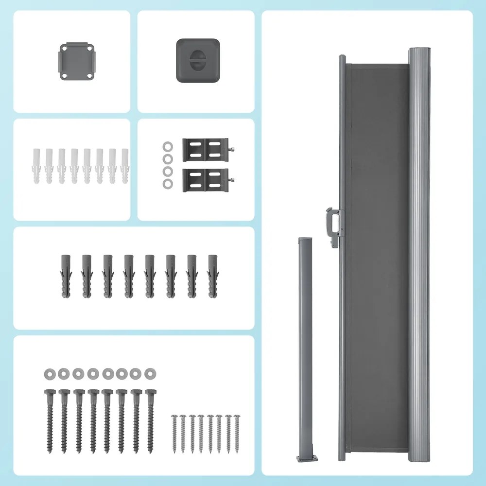 Toldo lateral, cortina lateral extensível 160,1 x 300,1 cm, proteção visual antracite