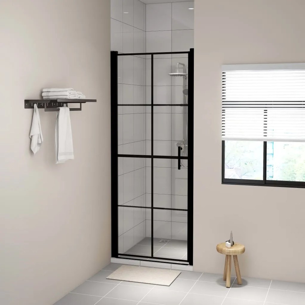 vidaXL Porta de chuveiro vidro temperado 91x195 cm preto