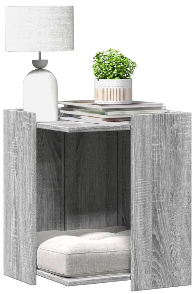 vidaXL Compartim. caixa de areia gatos deriv. madeira cinzento sonoma