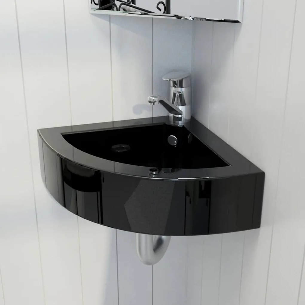 141924 vidaXL Lavatório com extravasamento 45x32x12,5 cm preto