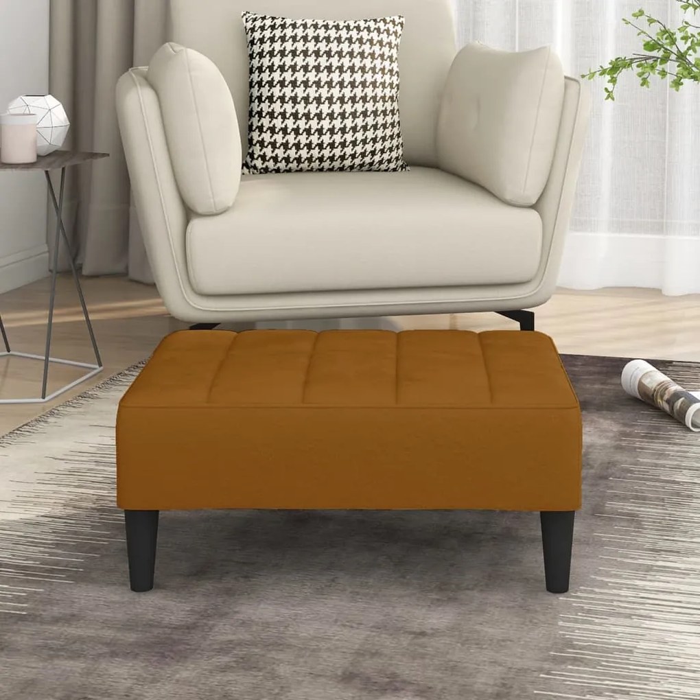 vidaXL Apoio de pés 78x56x32 cm veludo castanho