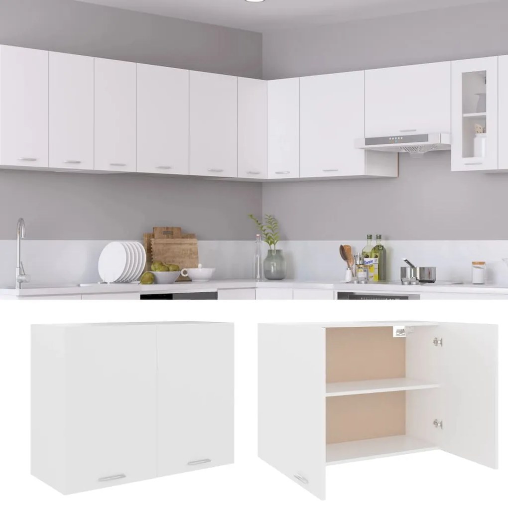 Armário de parede “Lyon” 80x31x60 cm derivados madeira branco