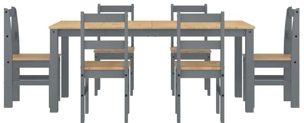 7 pcs conjunto de jantar Panama madeira pinho maciça cinzento