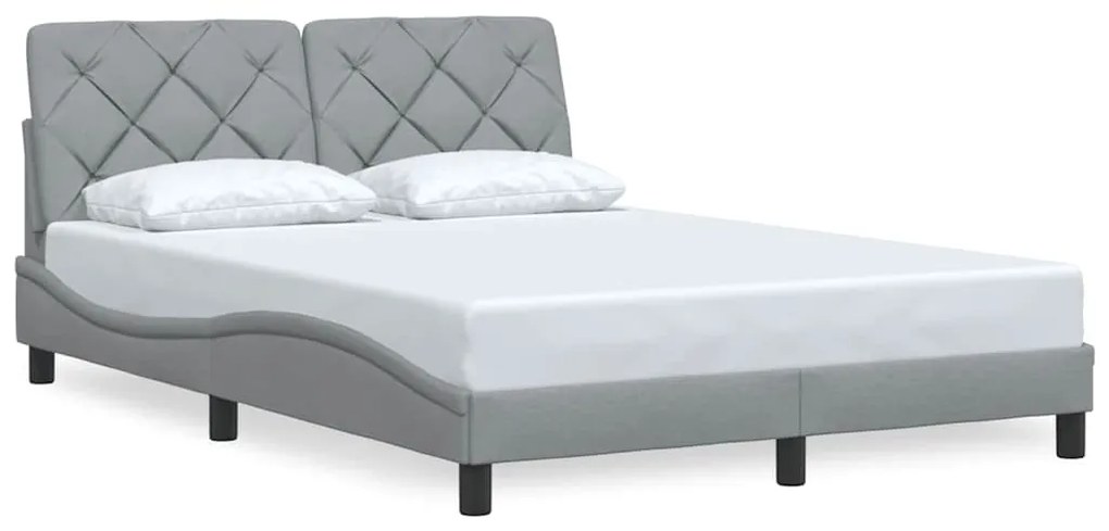 Estrutura de cama sem colchão 140x200 cm tecido cinzento-claro