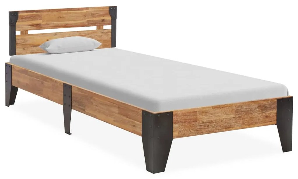 vidaXL Estrutura de cama 90x200 cm acácia maciça acabamento escovado