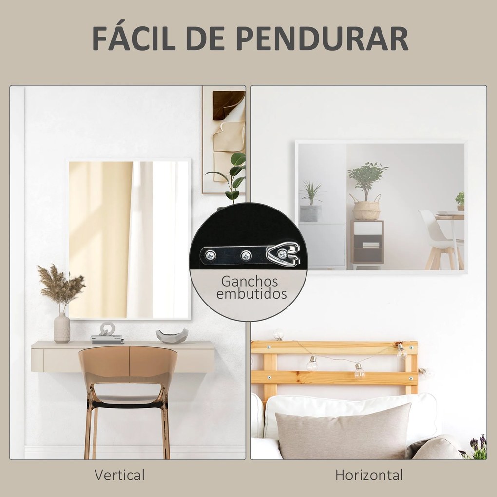 Espelho de Parede Decorativo 70x90 cm Espelho Retangular Espelho de Ca