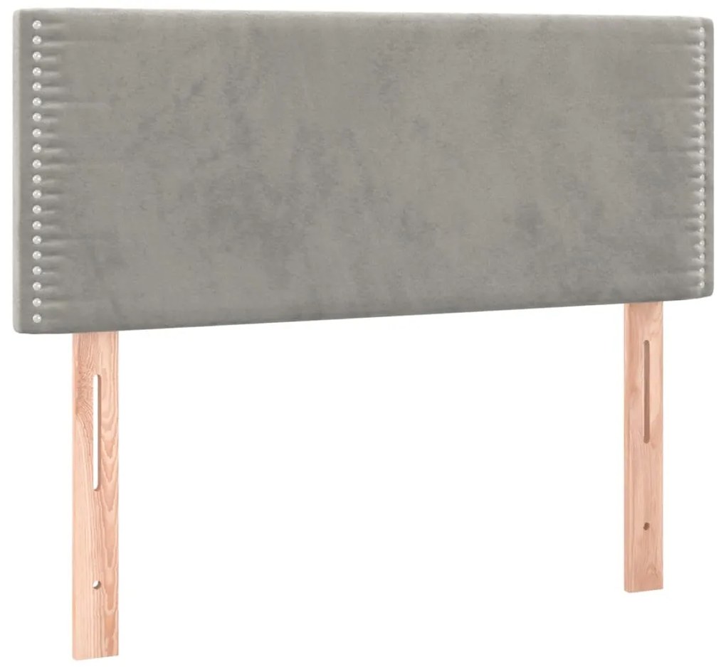Cama box spring c/ colchão/LED 80x200 cm veludo cinzento-claro
