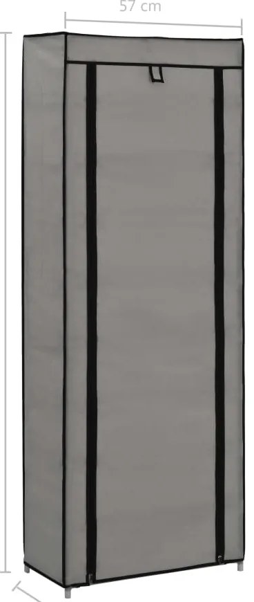 Sapateira com cobertura 57x29x162 cm tecido cinzento