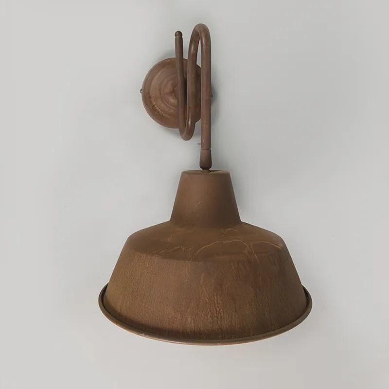 Candeeiro de parede industrial ferrugem com interior dourado - Factory