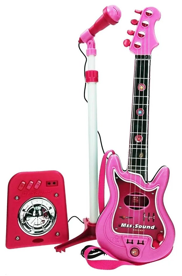 Guitarra Infantil Reig Microfone Cor de Rosa