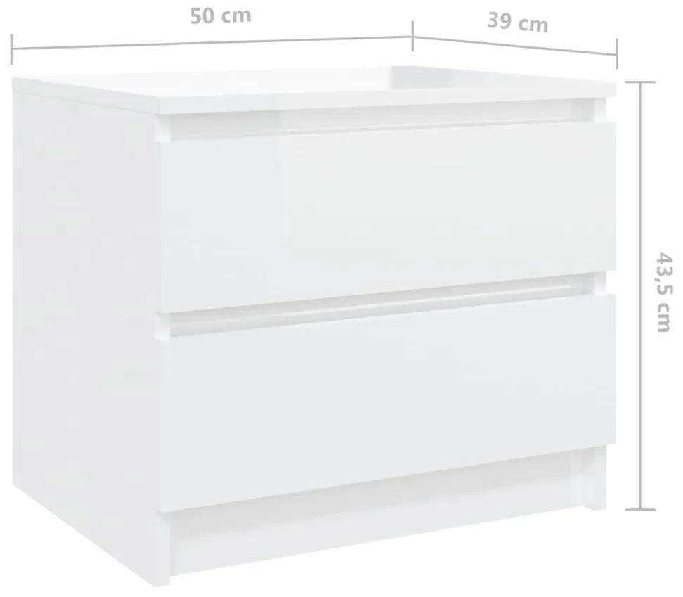Mesa de cabeceira 50x39x43,5 cm contraplacado branco brilhante