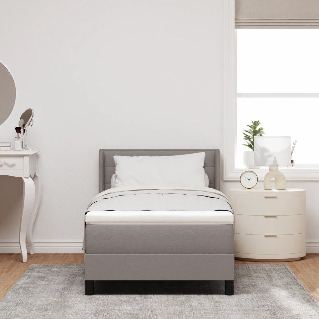 Cama Box Spring vidaXL com Colchão Taupe 80x200 cm Tecido