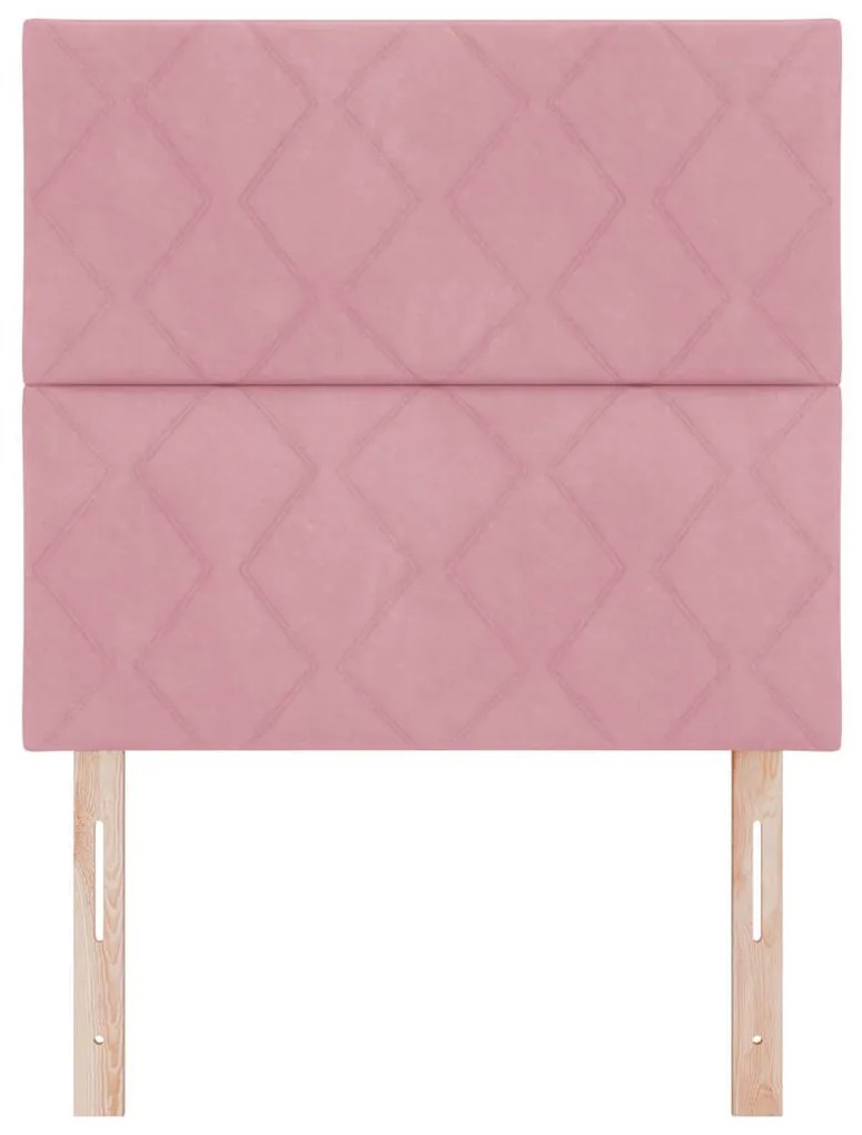 Cabeceira Rosa com Blocos de Diamante da 90cm de Veludo