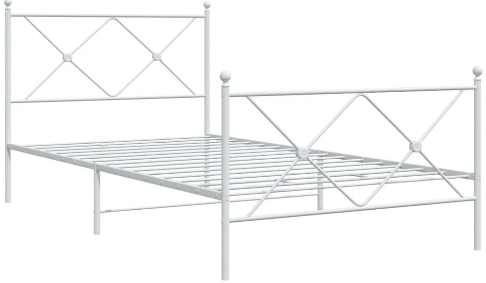 Estrutura de cama com cabeceira e pés 100x200 cm metal branco