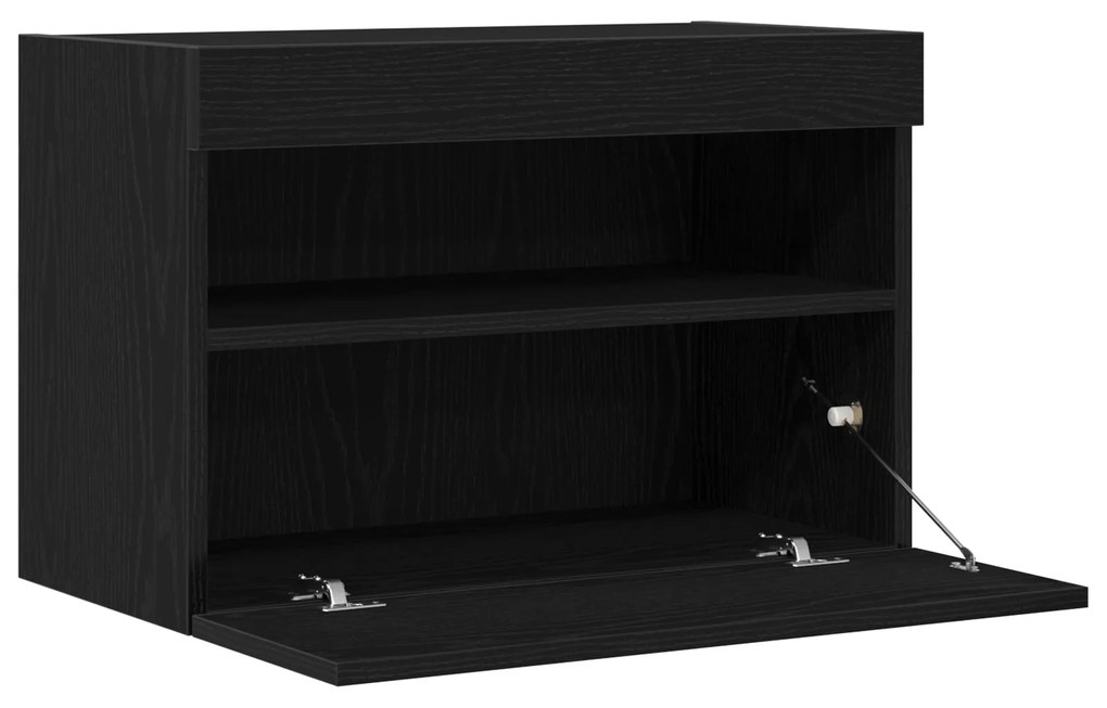 Cabinet de TV vidaXL com Luzes LED Carvalho Preto 60x30x40 cm
