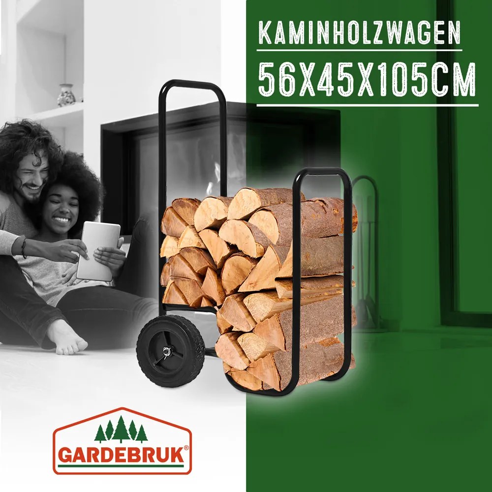 Carrinho para lenha 56 x 45 x 105 cm Preto