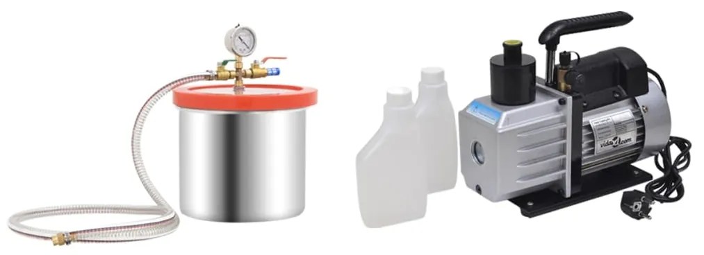 3100539 vidaXL Câmara de vácuo com bomba de 2 estágios 7,4 L