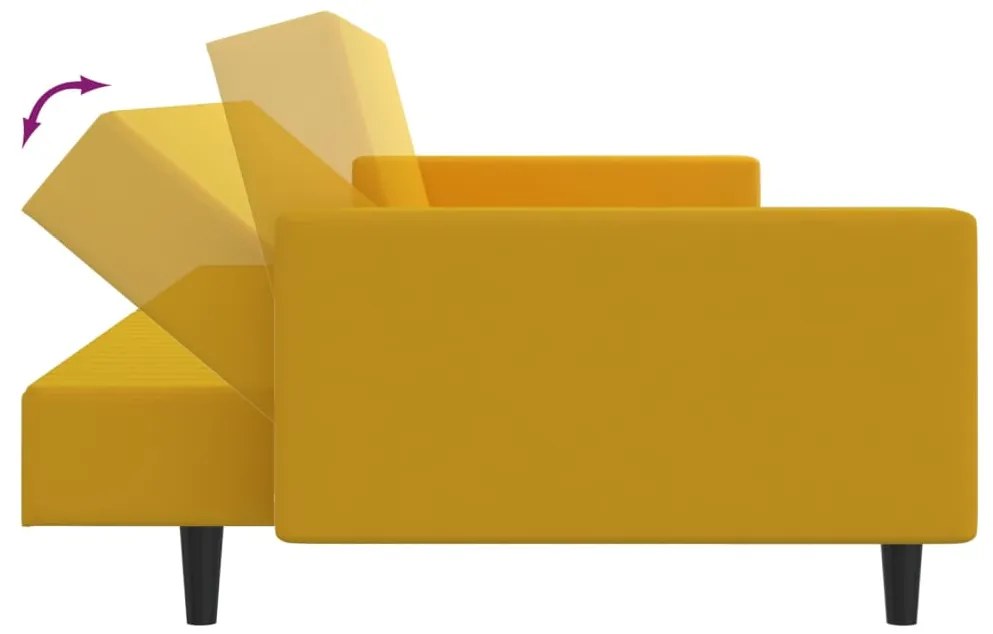 Sofá-cama de 2 lugares veludo amarelo