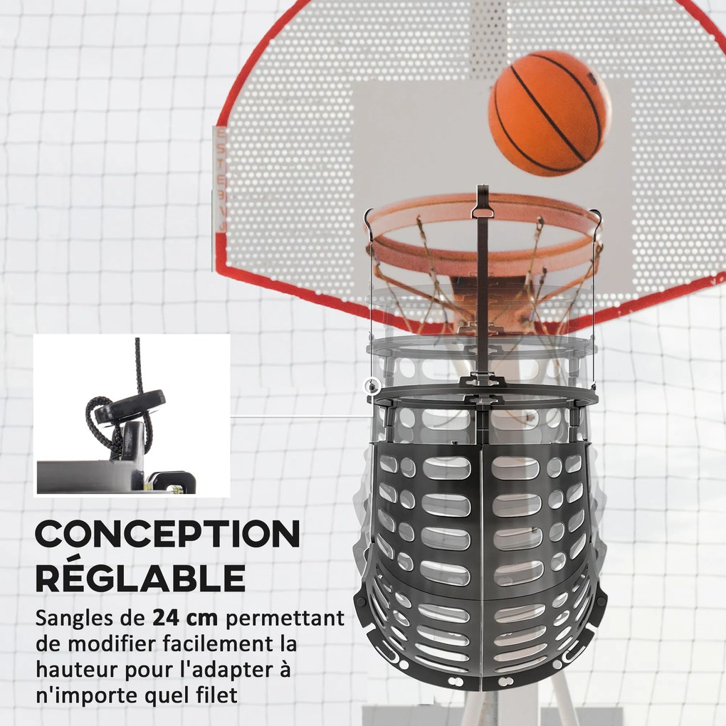 Devolvedor de Bola de Basquetebol (CESTO E TABELA NÃO INCLUIDOS), 35,6 x 35,6 x 75,5 cm, Altura Regulável, Preto