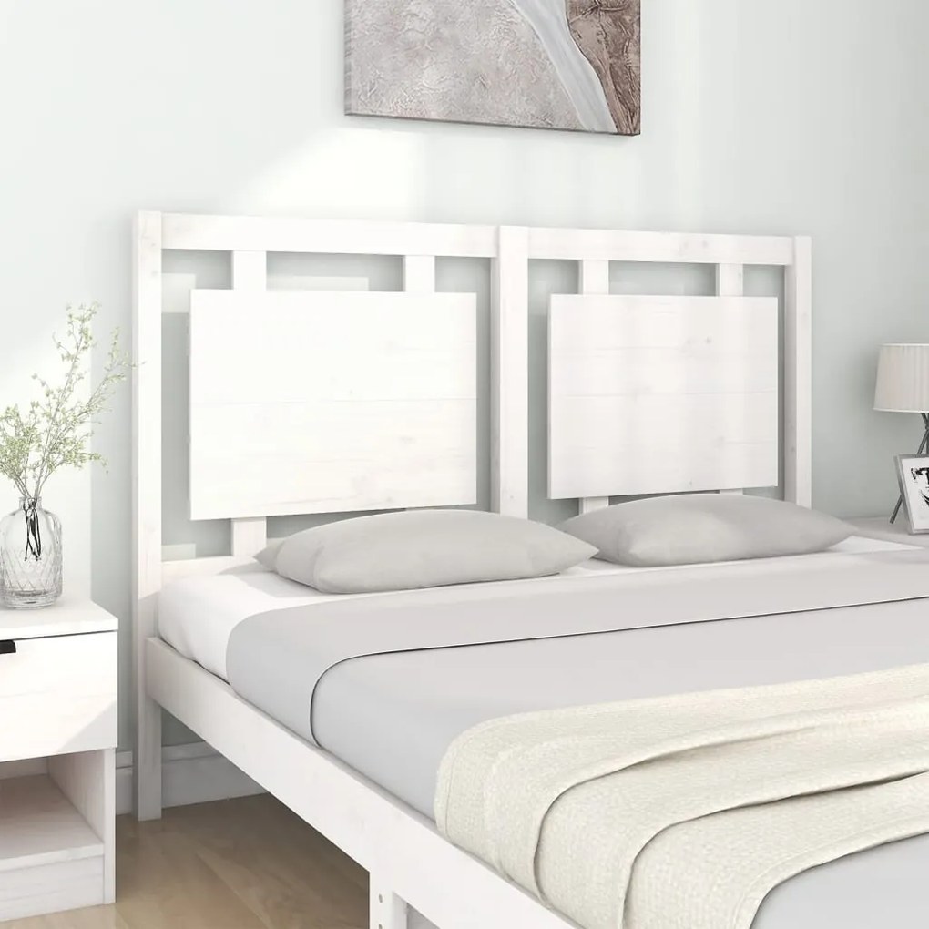 Cabeceira de cama 140,5x4x100 cm madeira de pinho maciça branco