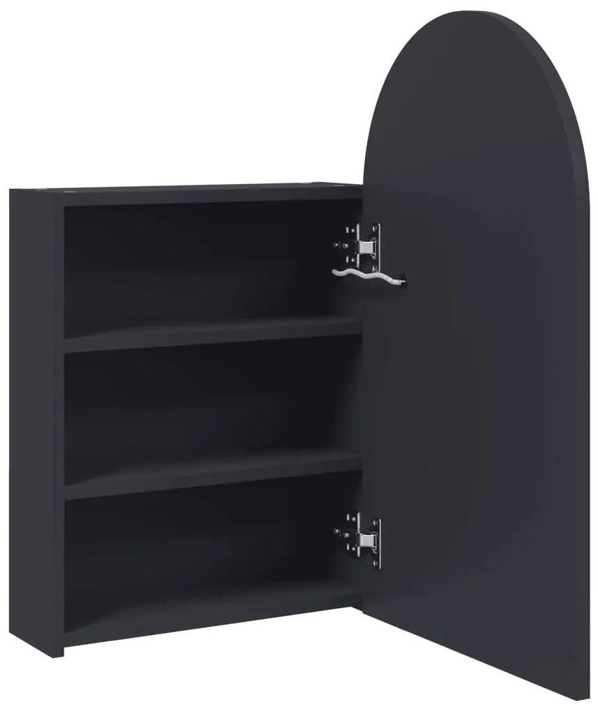 Armário espelhado arqueado p/ casa de banho c/ luz LED cinzento