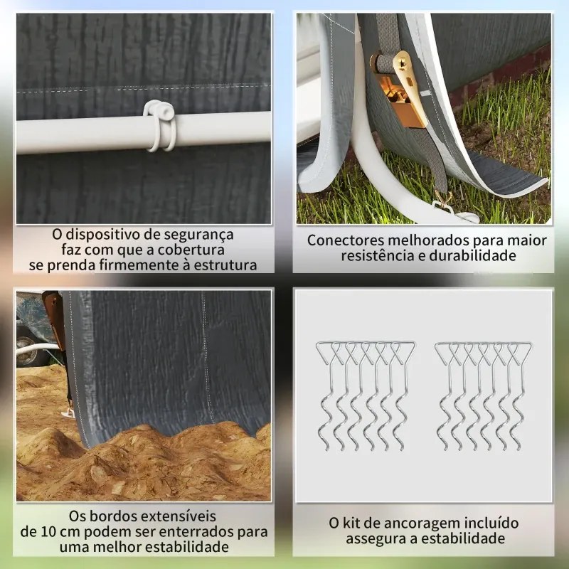 Abrigo de Exterior para Ferramentas Bicicleta 2,4x2x2,02 m Abrigo de Armazenamento com 2 Portas Anti-UV para Jardim Cinza