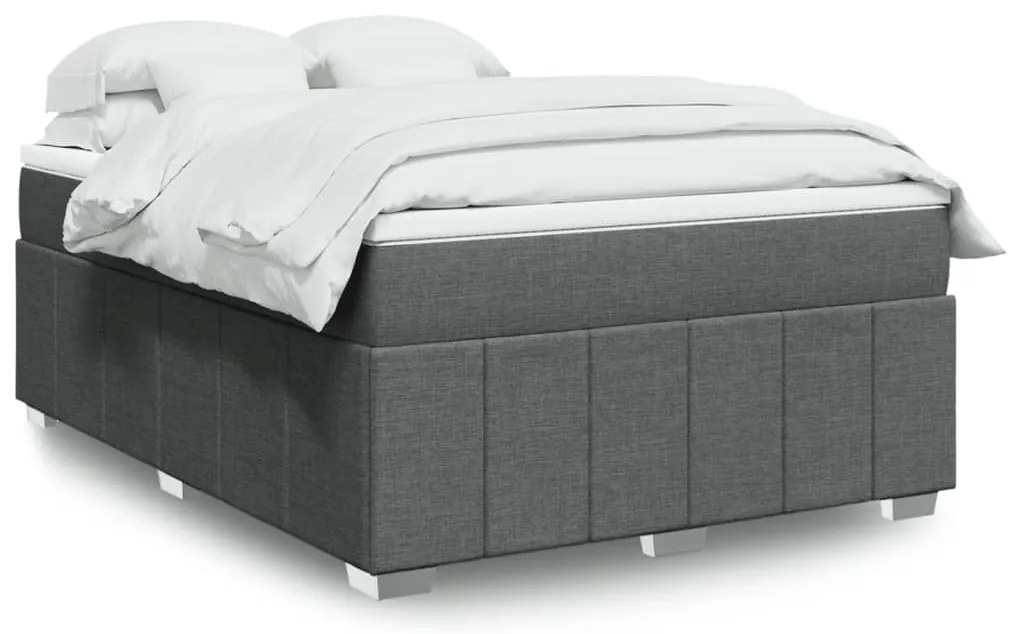 Cama com molas/colchão 140x190 cm tecido cinzento-escuro